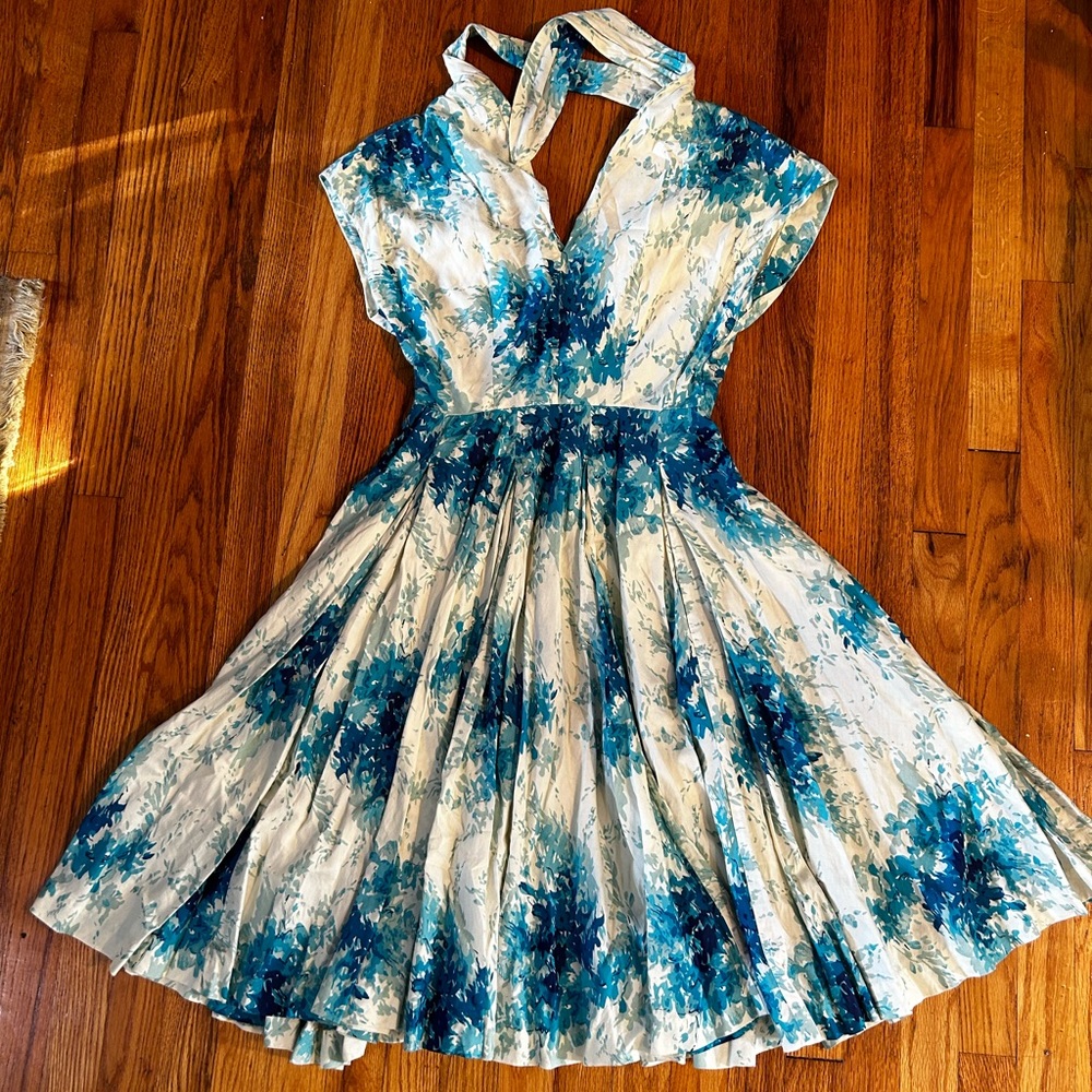 Vintage Blue Floral Dress